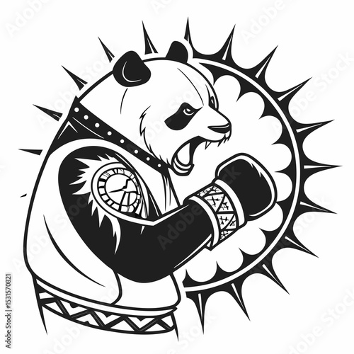 vector illustration of a kungfu panda, fighter panda