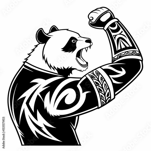 vector illustration of a fighter panda, kungfu panda