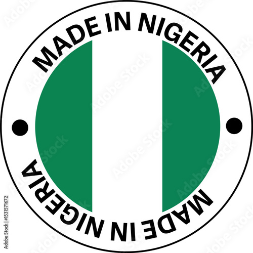 MADE IN NIGERIA circle stamp with flag on white background vector illustration