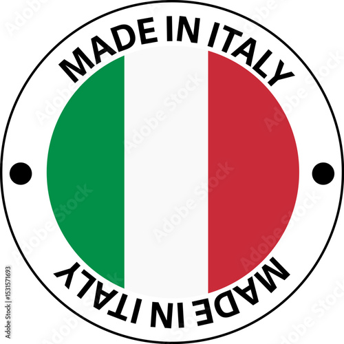 Circle National flag (Made in) - Italy.vector illustration