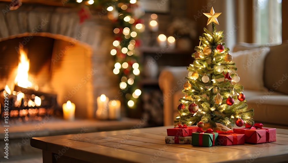Cozy Christmas Fireplace Scene Festive Tree and Gifts by the Fire Cozy Christmas Fireplace Scene Festive Tree and Gifts by the Fire