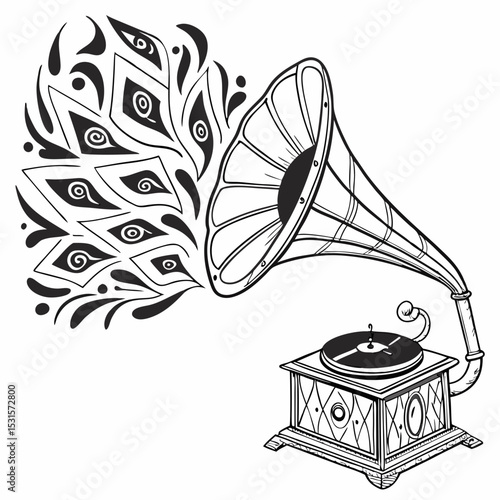 vector illustration of an old gramophone
