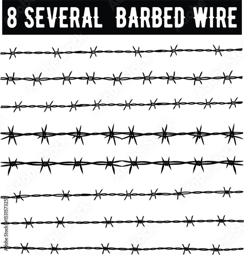 Barbed Wire vector Silhouette Collection
