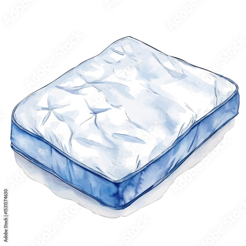 watercolor of Mattress Protector, vector, isolated on a white background.