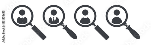 Hiring icon set illustration. Human resources sign and symbol. Profile Searching and Recruitment vector