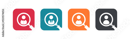 Hiring icon set illustration. Human resources sign and symbol. Profile Searching and Recruitment vector