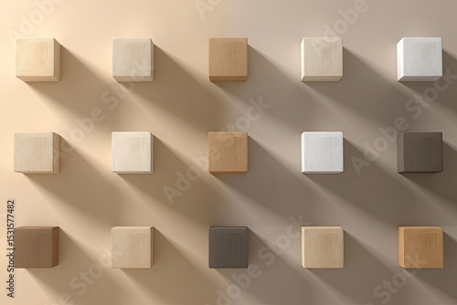 Fototapeta Naklejka Na Ścianę i Meble -  A grid of light and dark wooden blocks