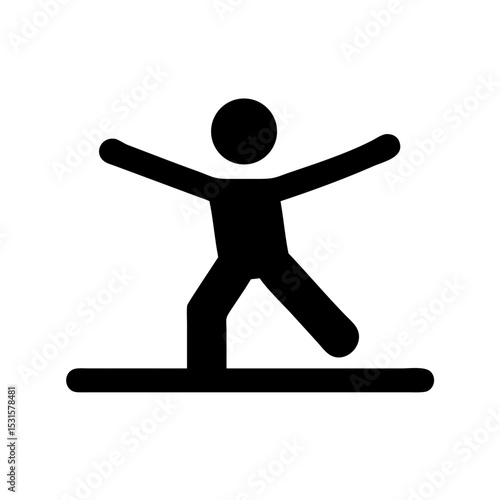 Slackline Balance Icon – Person Walking on Line Silhouette:
Simple silhouette icon of a person balancing on a slackline, great for fitness, outdoor activities, and balance training visuals.