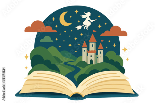An open book of magic, set against a remarkable narrative background
