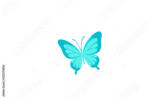 In the darkness of a nighttime forest, a luminous butterfly coexists with many fireflies