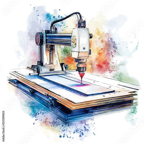 Laser Cutters, watercolor drawing vector, isolated on a white background.