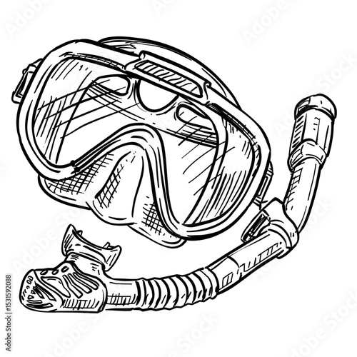 Diver mask snorkel handdrawn illustration⁠
