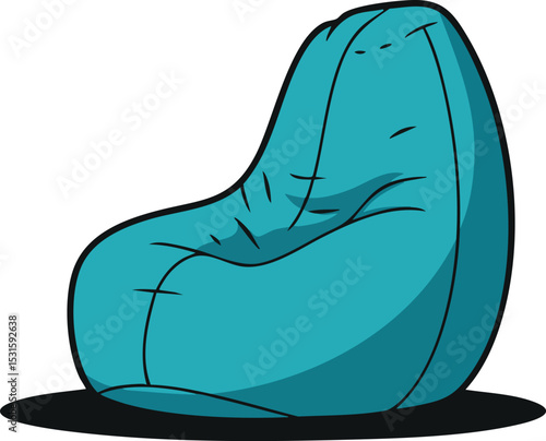 Blue bean bag chair comfortable soft seating furniture illustration vector design for relaxation and leisure 