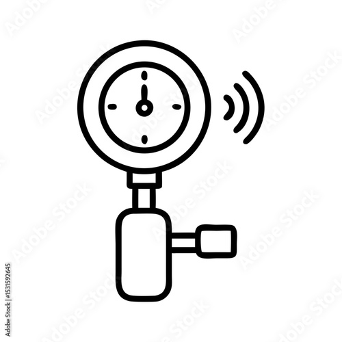 Pressure sensor gauge with dial indicator in linear design style  