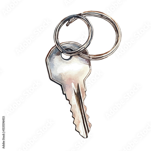 Keychain Accessory, watercolor vector, isolated on a white background.