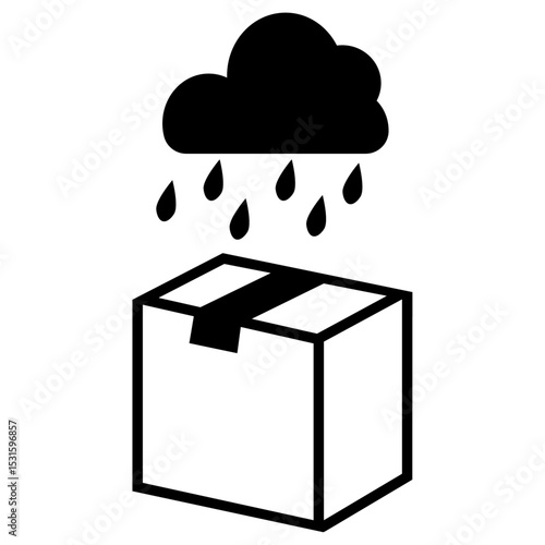 雨に濡れる段ボール箱の注意喚起ピクトグラム