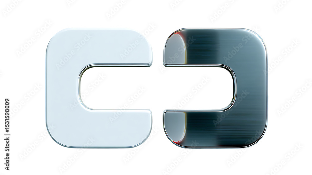 Obraz premium 3D Render of Metallic CShaped Elements White and Dark Grey