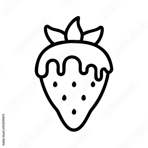 Chocolate-dipped strawberry outline illustration for World Chocolate Day  