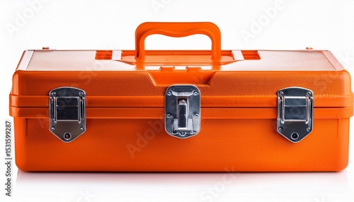 orange metal toolbox isolated on white background