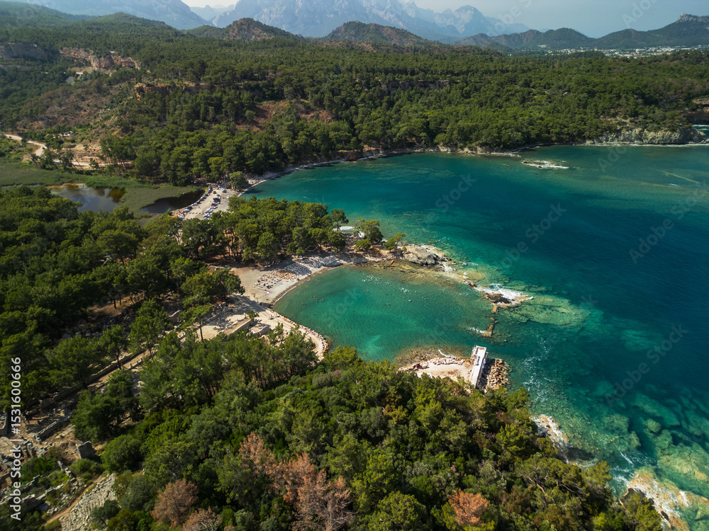 Obraz premium Phaselis Beach in Turkey - Drone View