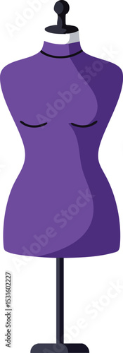 Purple female dress form mannequin for fashion design and tailoring illustration vector 