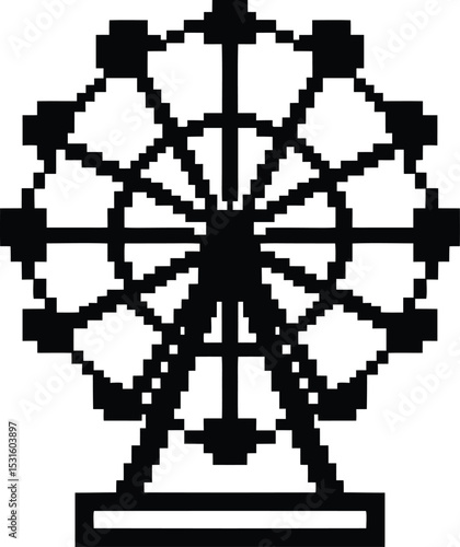 Pixel-style Ferris wheel vector - Retro carnival silhouette, EPS JPEG PNG