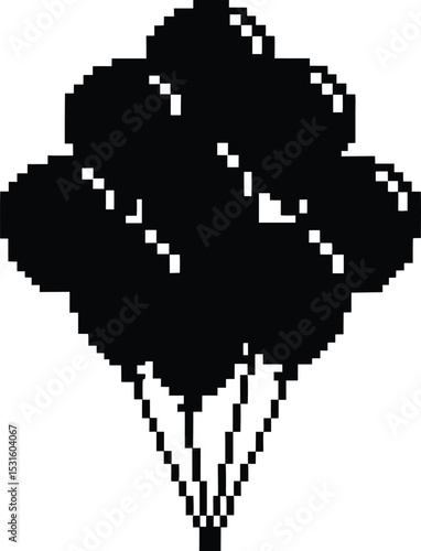 8-bit party balloons - Tethered pixel art set, EPS JPEG PNG for games & events