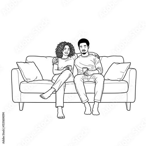 couple sitting together on a couch in a cozy and affectionate atmosphere 