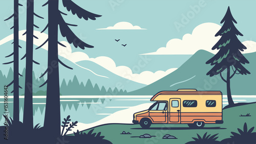 Scenic Lakeside Camping Trip with Camper Van