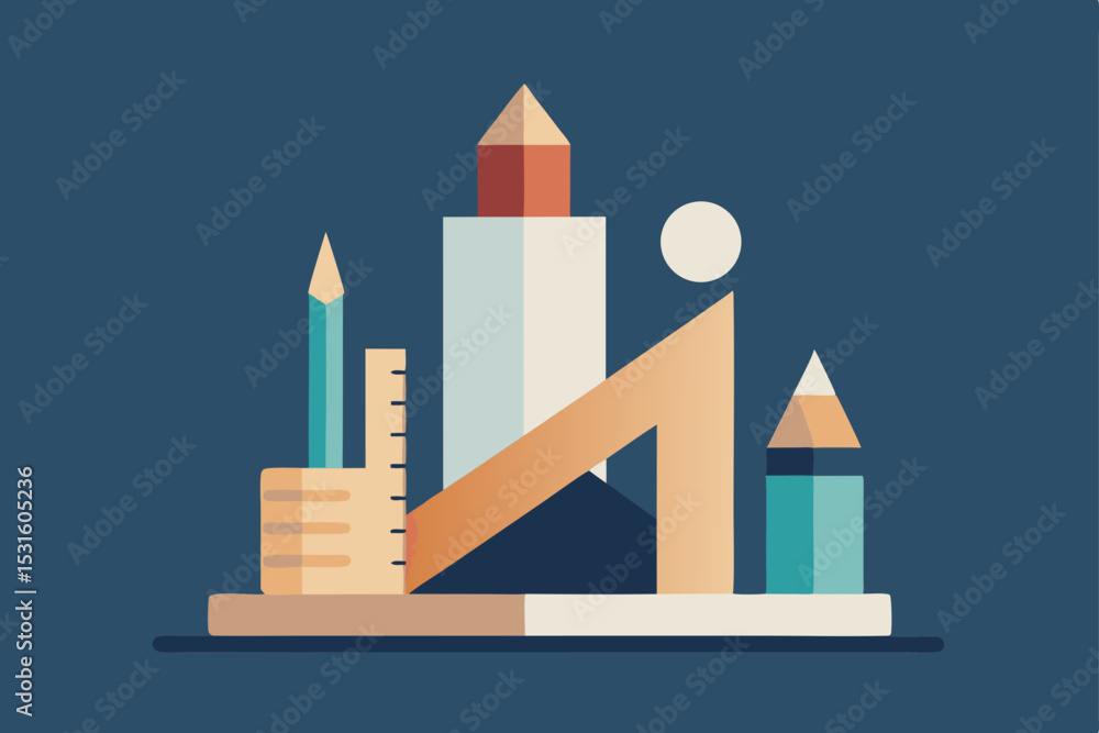 Obraz premium Vector illustration of office supplies