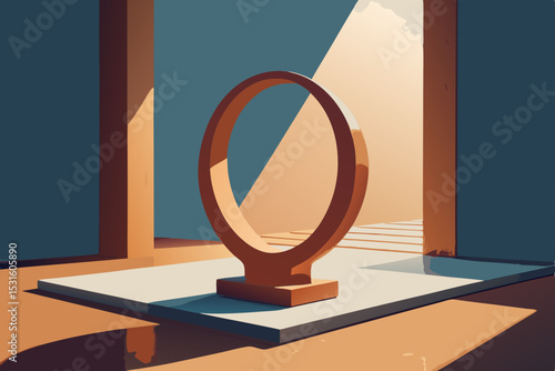 Vector illustration of abstract sculpture on pedestal