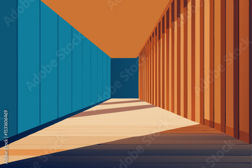 empty warehouse with red curtains