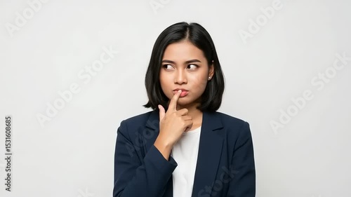 Businesswoman with finger to lips