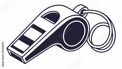 Black and White Whistle with Lanyard for Sports and Games