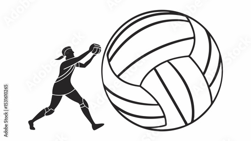 Volleyball Player in Action with Ball