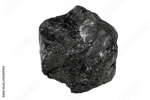 Close-up of graphite mineral, isolated on white background