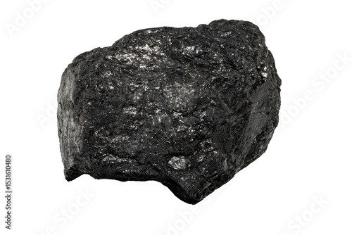 Close-up of graphite mineral, isolated on white background