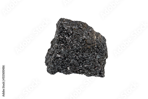 Close-up of hematite mineral, isolated on white background