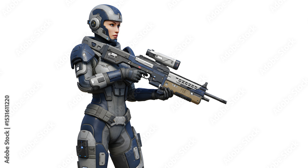 Futuristic Soldier Armed and Ready Futuristic Soldier Armed and Ready