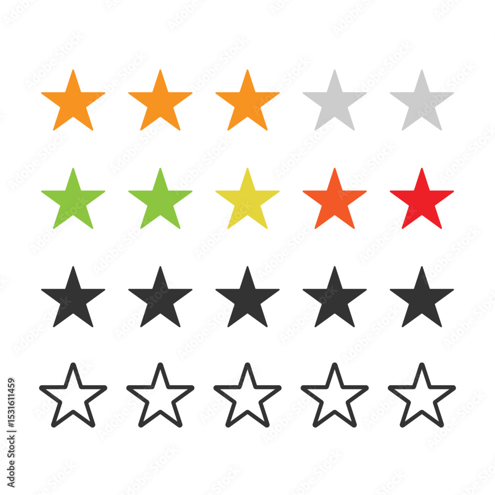 Fototapeta premium Rating Stars Icon Set Vector Design.