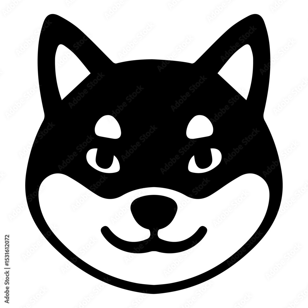 Adorable Shiba Inu Dog Breed Icon Black and White Vector Illustration Adorable Shiba Inu Dog Breed Icon Black and White Vector Illustration