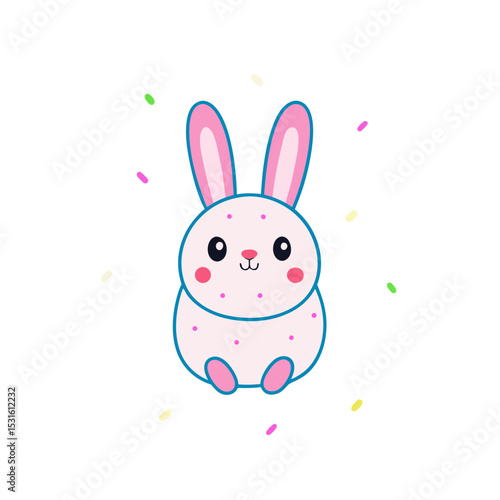 Cute Kawaii Bunny with Rosy Cheeks and Sprinkles
