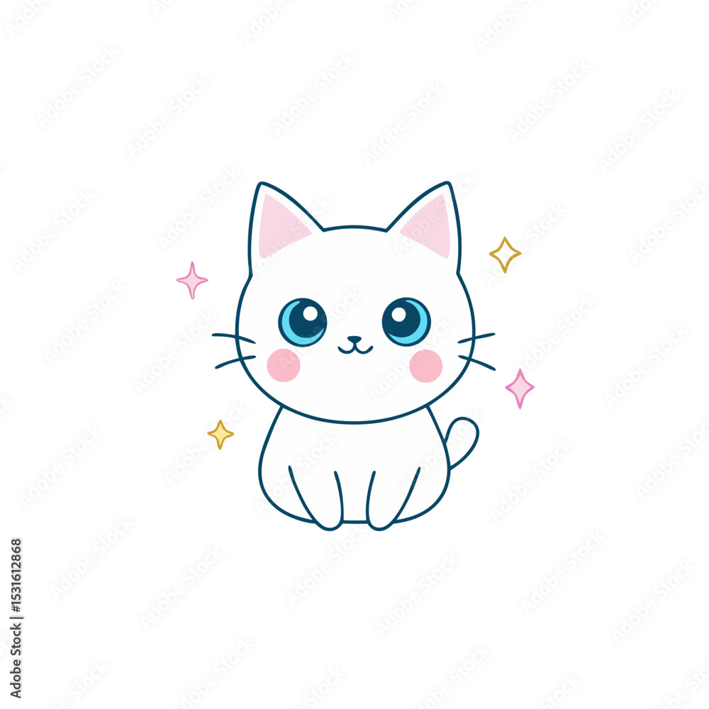 Kawaii Kitten with Sparkly Eyes and Star Sparkle Kawaii Kitten with Sparkly Eyes and Star Sparkle