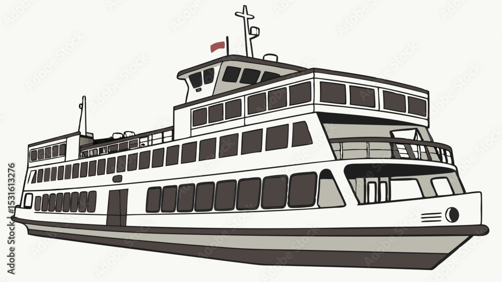 Obraz premium Detailed Illustration of a Passenger Ferry