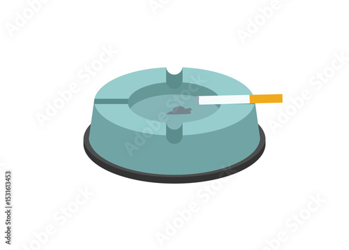 Round shaped ashtray. Simple flat illustration.