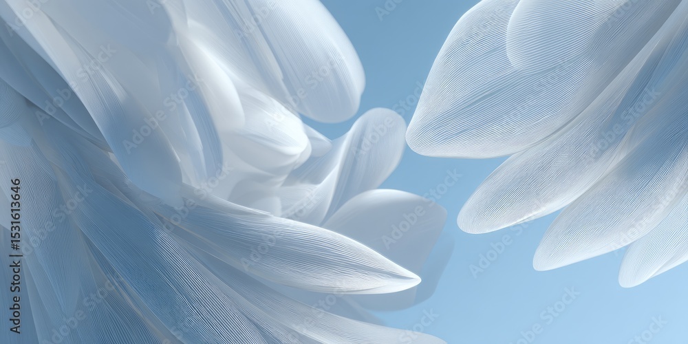 Obraz premium Delicate, light-blue and white abstract forms