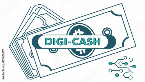 Digital Currency DigiCash Banknote Illustration