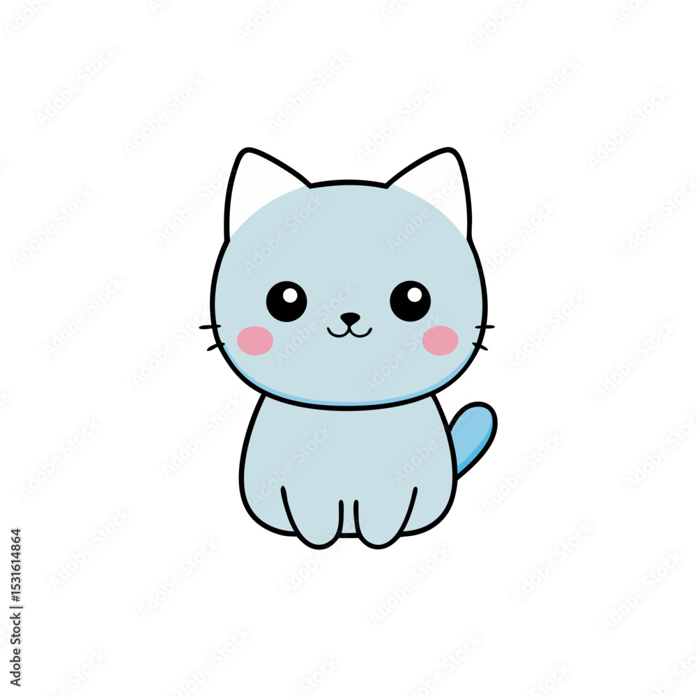 Cute Kawaii Kitten with Blushing Cheeks Cute Kawaii Kitten with Blushing Cheeks