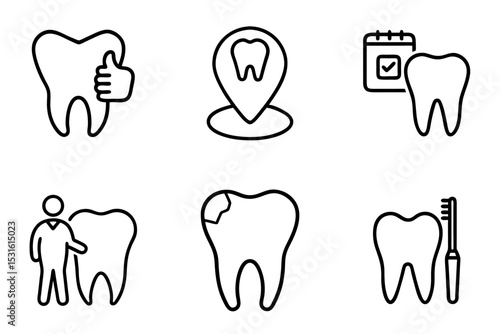 Dental icons representing oral health services and dental care, icons set, vector 