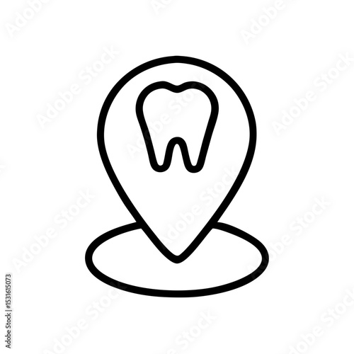 Tooth icon in location pin design for dental services, icon, vector  